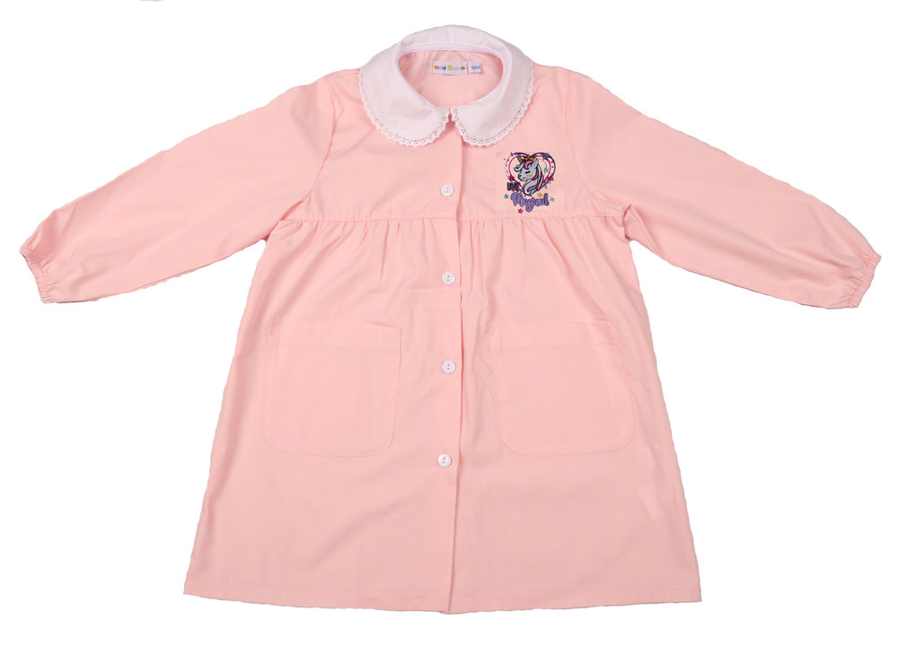 Grembiule Asilo Bambina 6 Anni Rosa Ricamo Unicorno - Foto 1