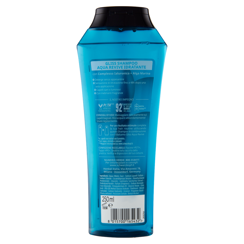 Shampoo Idratante Per Capelli Da Normali A Secchi Aqua Revive Gliss - Foto 3
