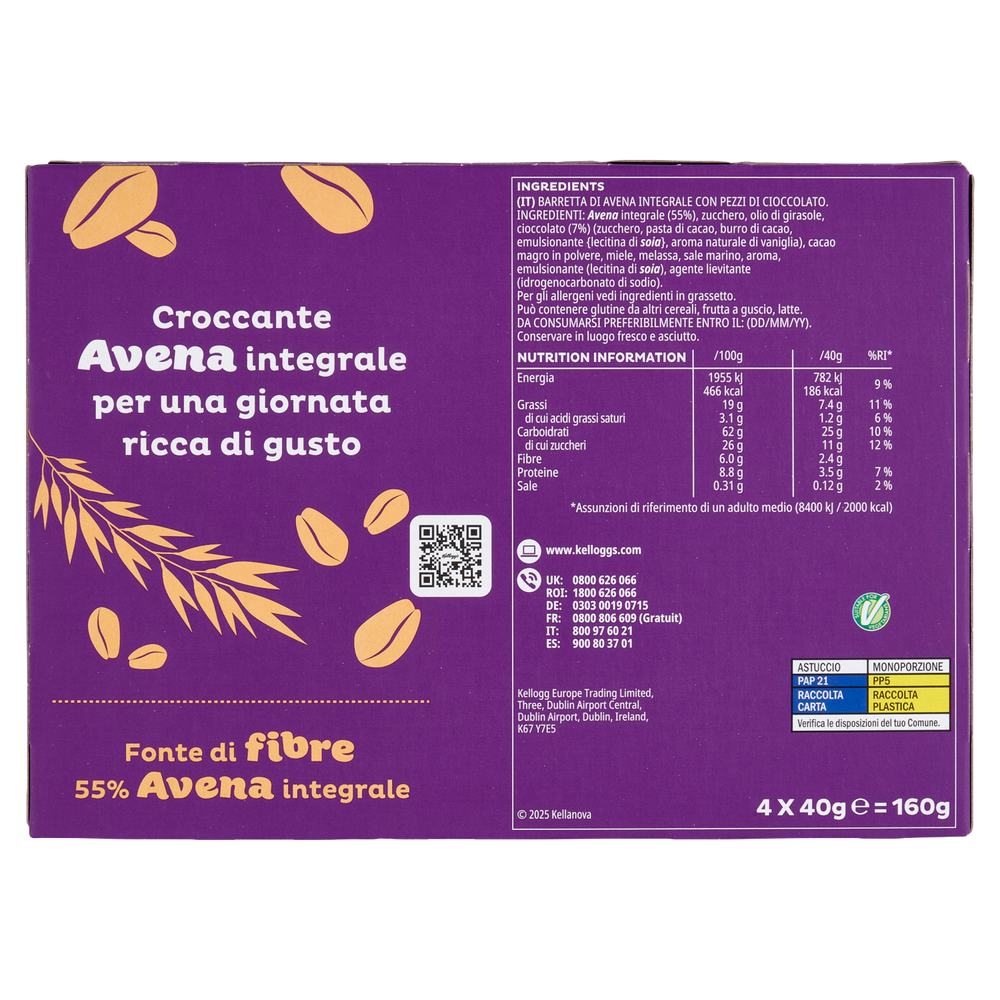 4 Barrette Cioccolato E Avena Oaties Kellogg's - Foto 3