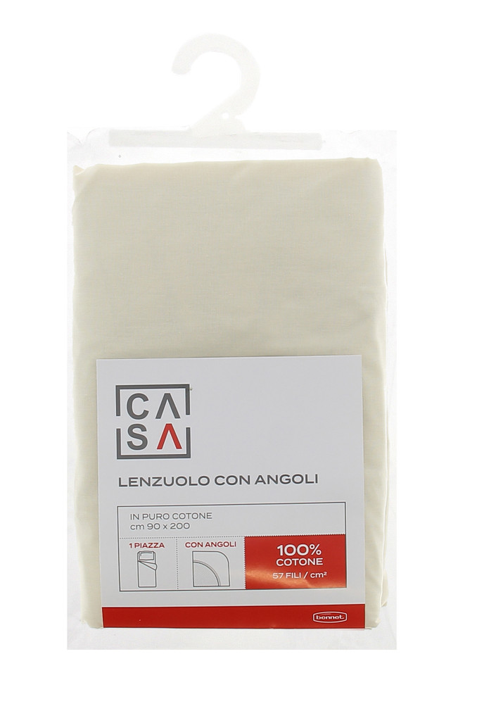 Lenzuolo Con Angoli Tinta Unita 1 Piazza Cm 90x200 Avorio Casa - Foto 1