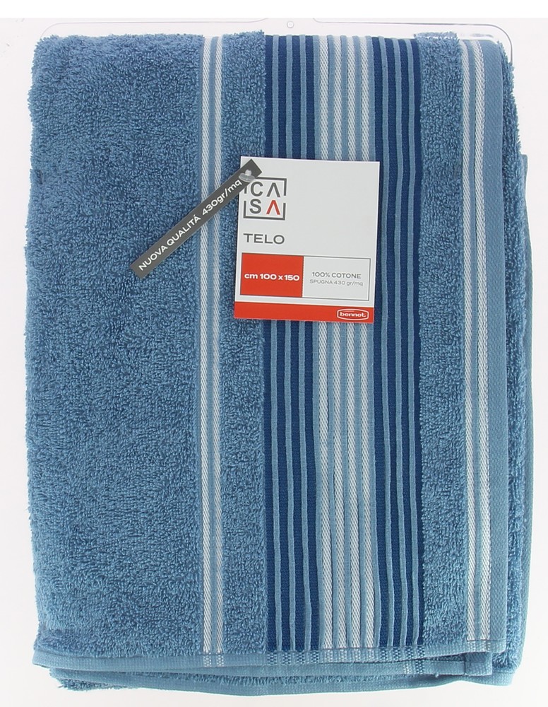 Telo Spugna Bordo Jacquard Cm100x150 Azzurro Scuro Casa - Foto 1