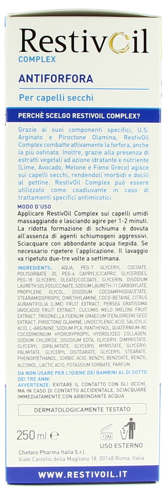 Olio Shampoo Antiforfora Capelli Secchi Restivoil - Foto 2