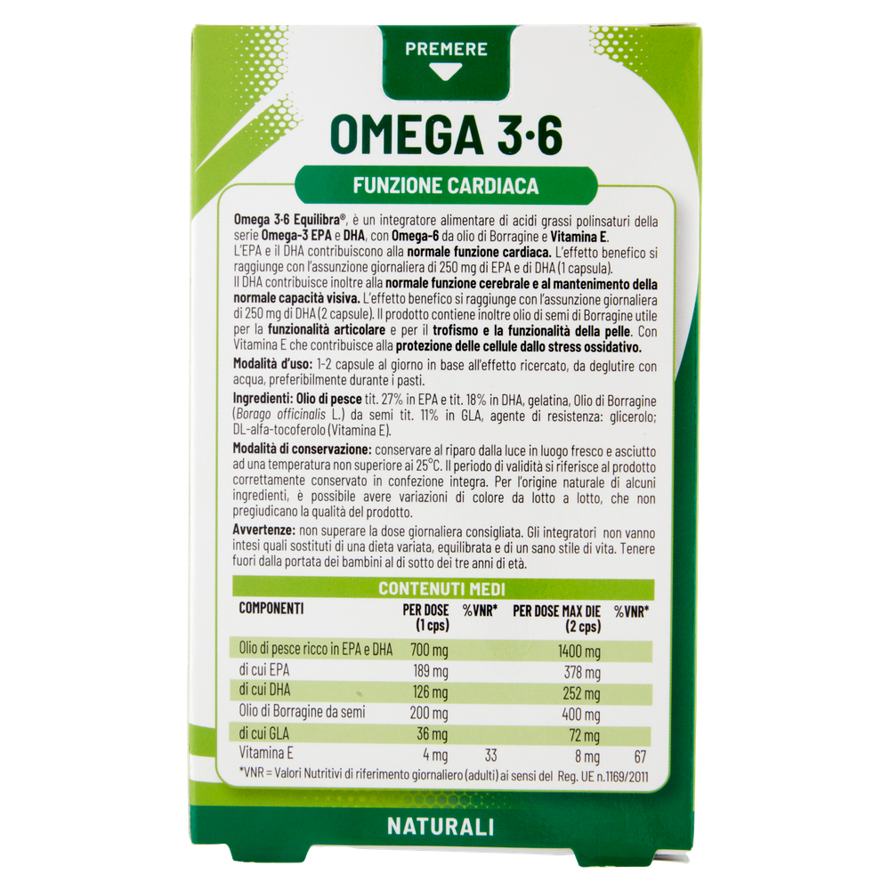 Integratore Omega 3-6 Funzione Cardiaca 32 Capsule Equilibra - Foto 3