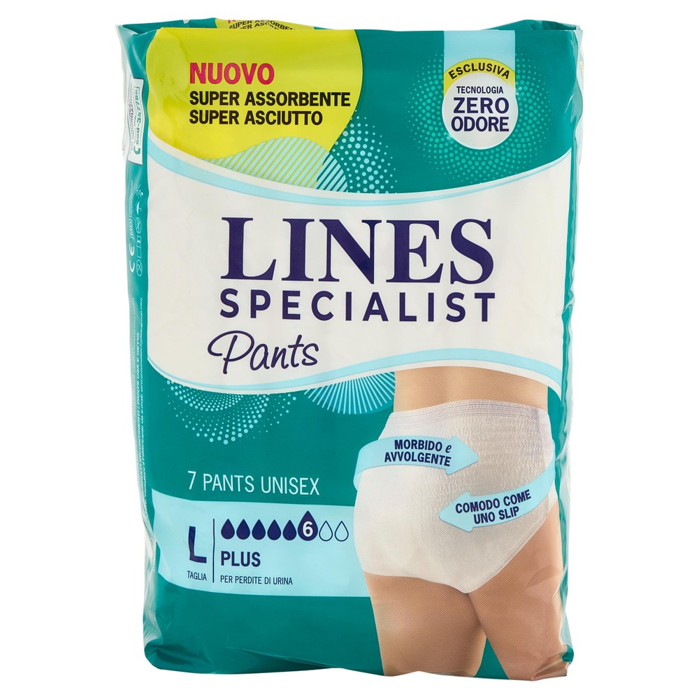 7 Pants Plus Unisex Per Incontinenza Taglia L Lines Specialist - Foto 1