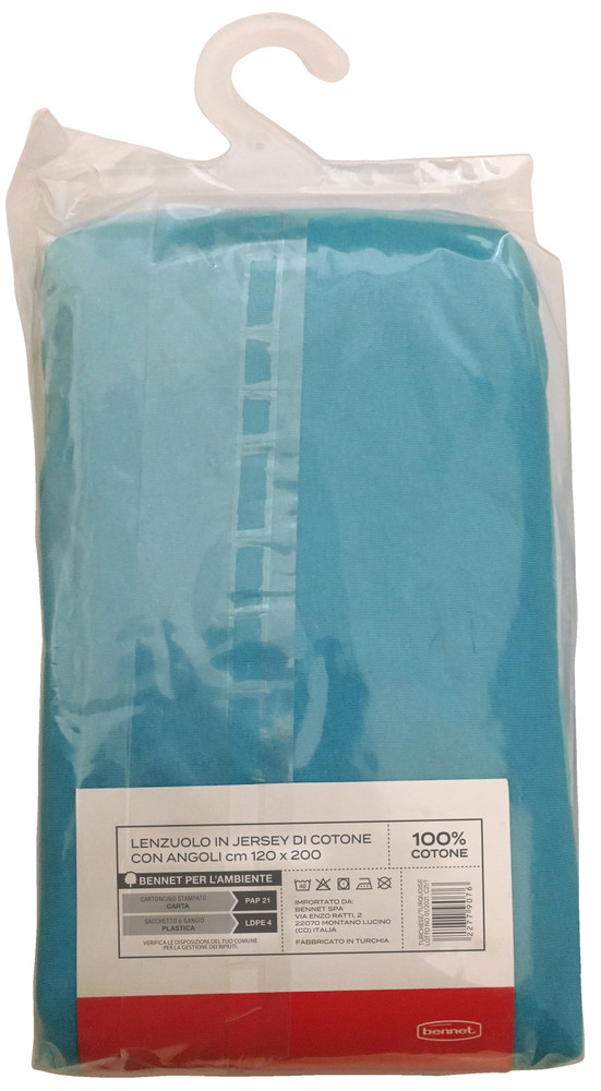 Lenzuolo Jersey Angoli Tinta Unita 1pz 1/2 Cm120x200 Turchese Casa - Foto 2