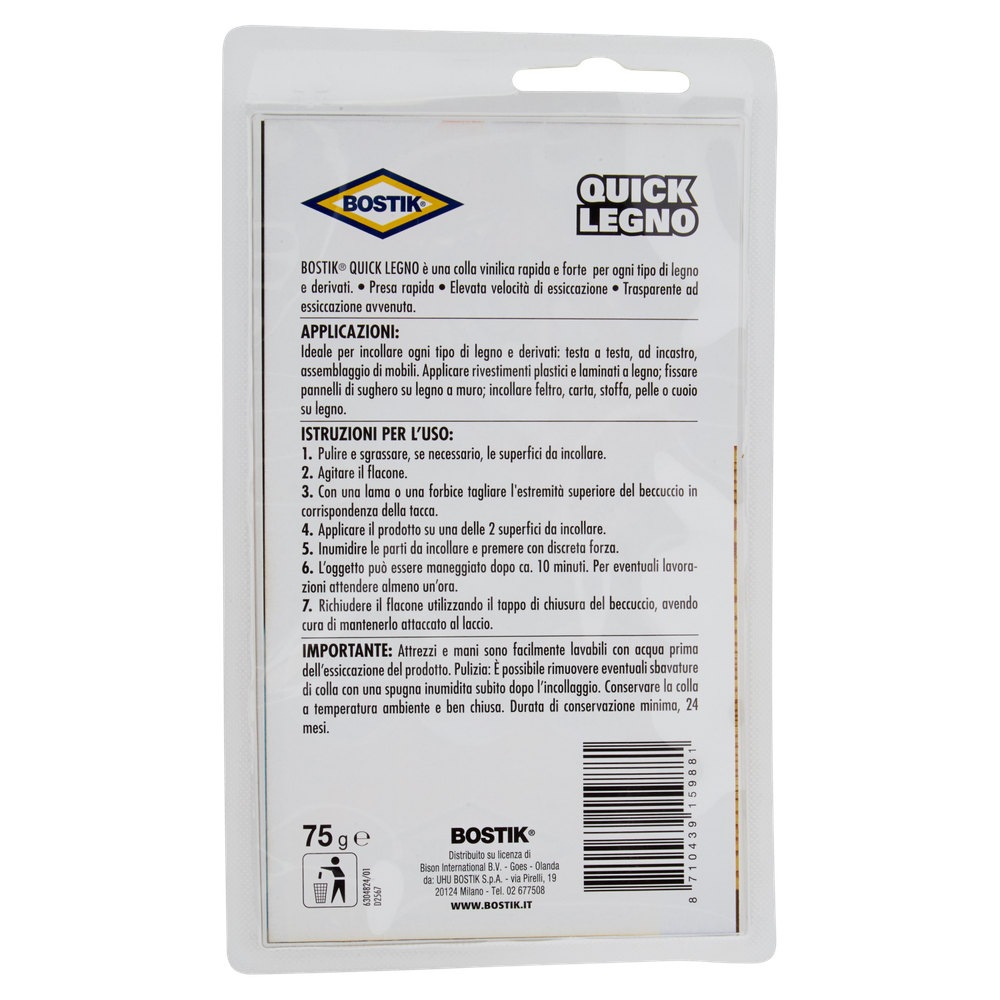 Colla Vinilica Quick Legno Blister 75gr Bostik - Foto 3