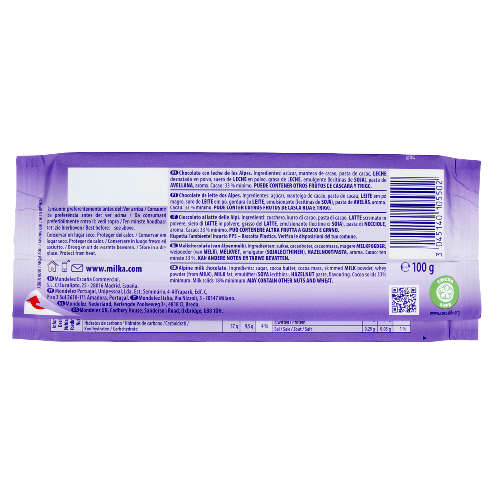 Tavoletta Di Cioccolato Al Latte 100% Alpino Milka - Foto 3
