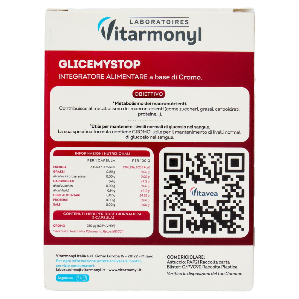 Laboratoires Vitarmonyl Glicemy Stop 30 Capsule 8,55 G - Foto 3