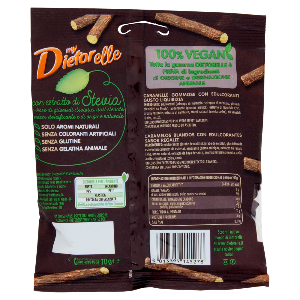 Caramelle Gommose Gusto Liquirizia Senza Zucchero Dietorelle - Foto 3