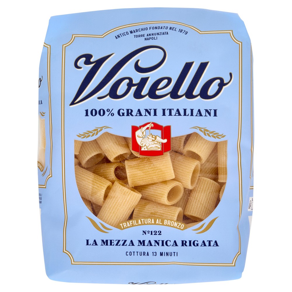 Pasta La Mezza Manica Rigata N.122 Grani 100% Italiani Voiello - Foto 1