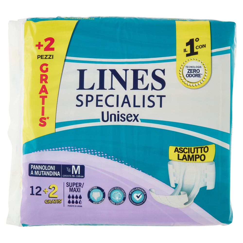 12+2 Pannoloni Per Incontinenza A Mutandina Tg M Lines Specialist - Foto 1