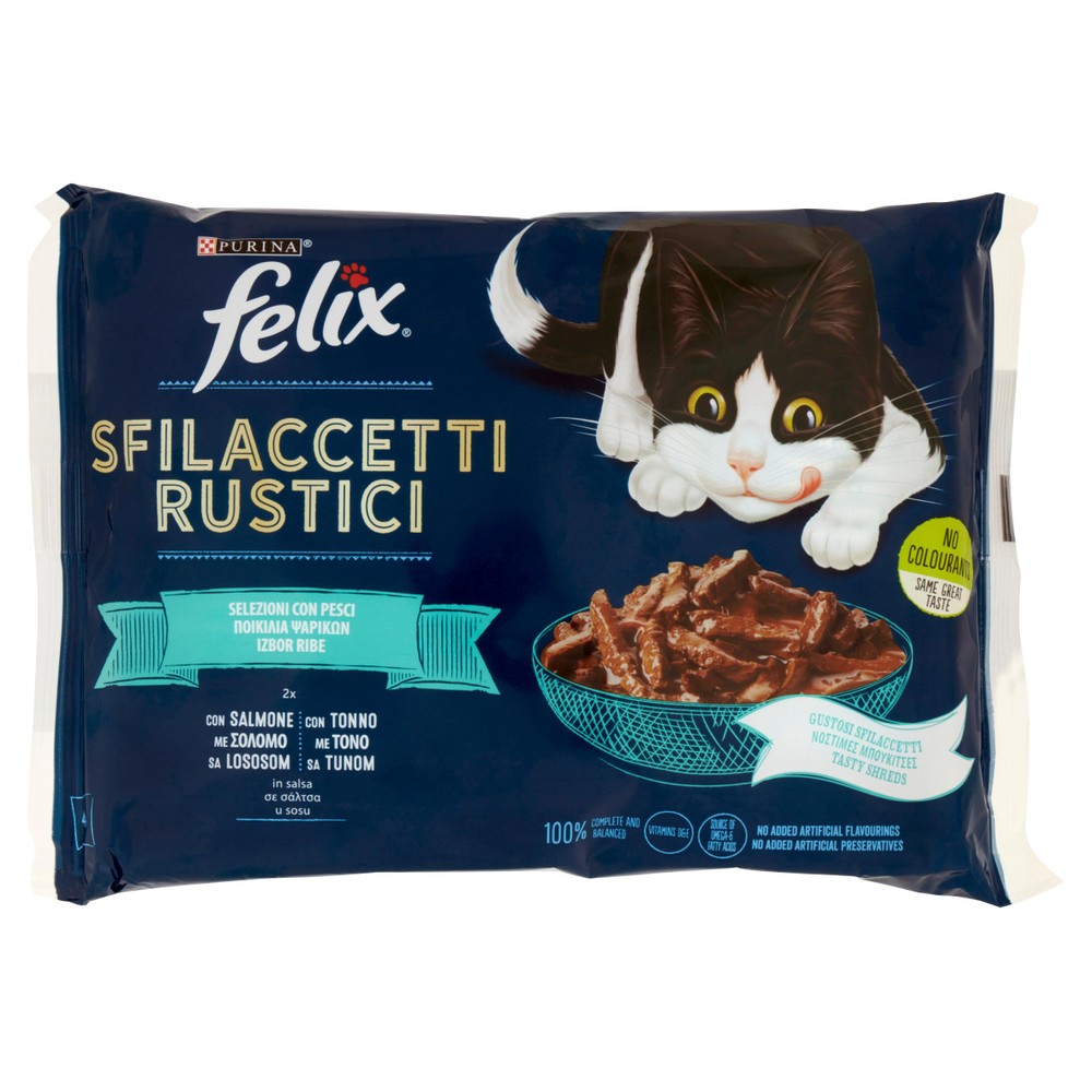 Alimento Umido Per Gatti Sfilaccetti Rustici Tonno Salmone Felix - Foto 1