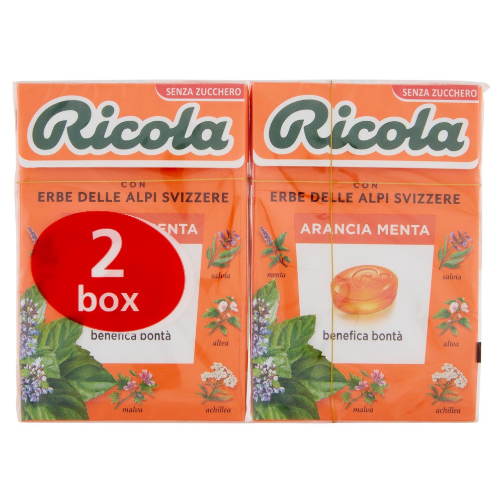 Caramelle Arancia Menta Senza Zucchero Con Vitamina C 2x50g Ricola - Foto 1