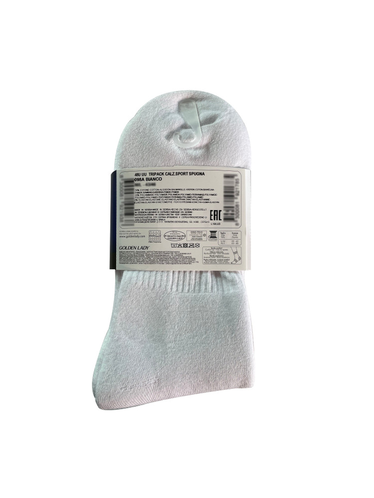 Calze Sport Uomo S/ M Bianco Conf Da 3 Golden Lady
