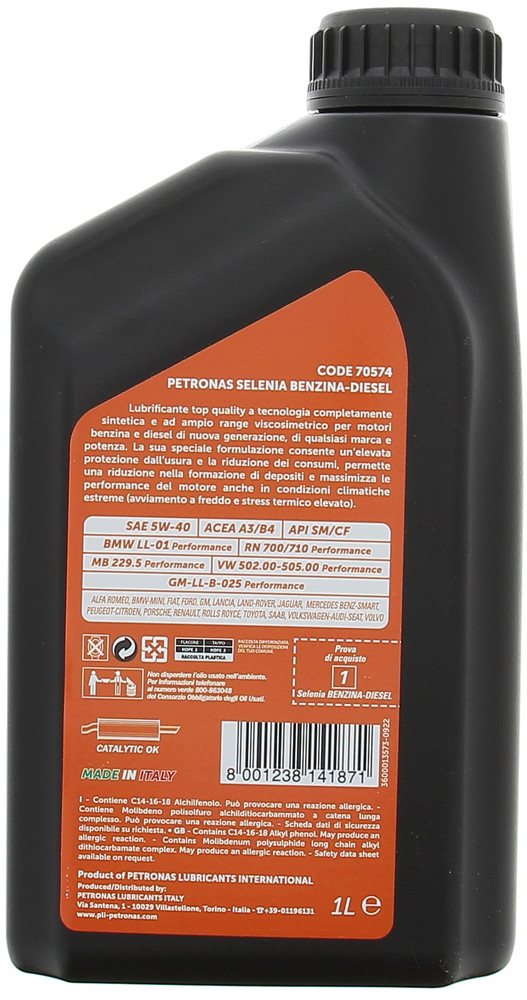 Olio Lubrificante Per Auto 5w40 1l Selenia - Foto 2