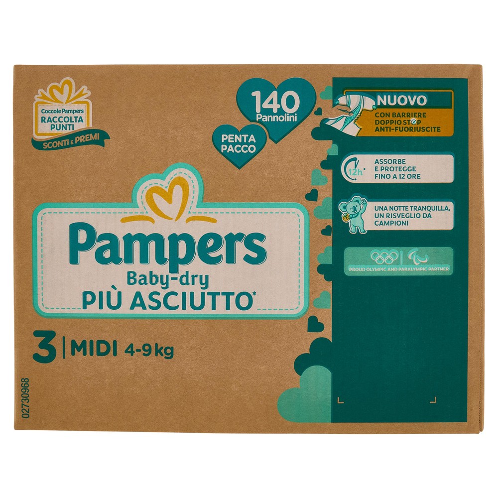 140 Pannolini Baby Dry Pentapack Midi Pampers - Foto 1