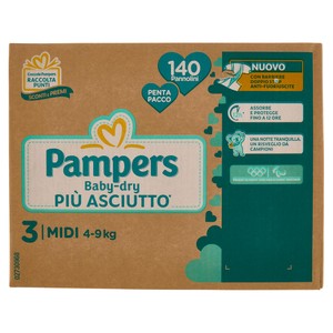 140 Pannolini Baby Dry Pentapack Midi Pampers - Foto 1