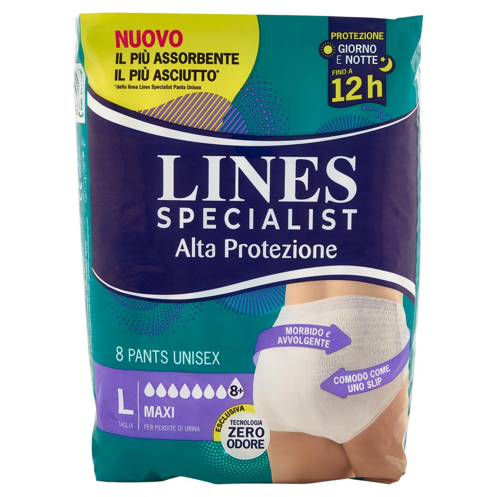 8 Pants Maxi Unisex Per Incontinenza Taglia L Lines Specialist - Foto 1