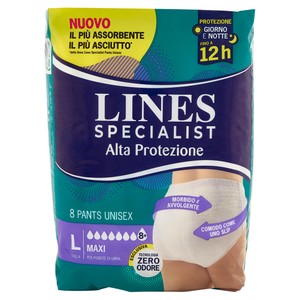 8 Pants Maxi Unisex Per Incontinenza Taglia L Lines Specialist - Foto 1