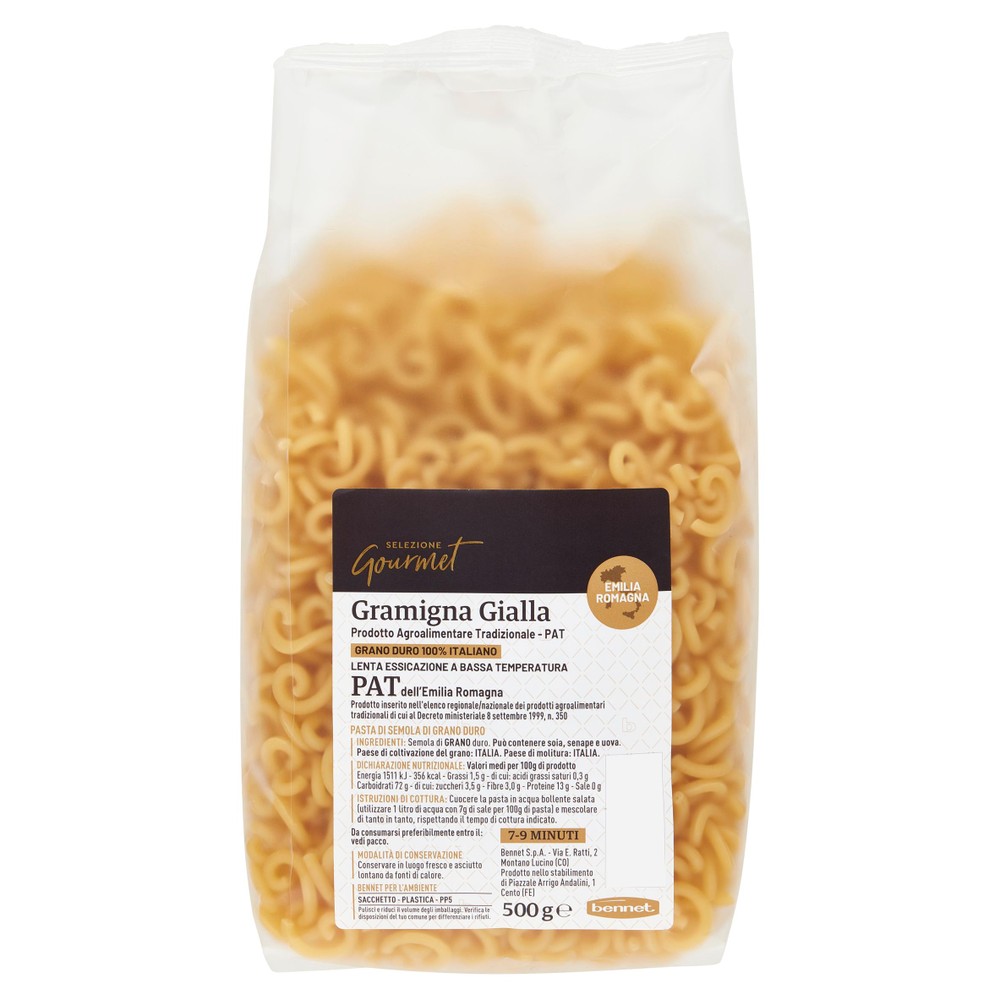 Pasta Gramigna Gialla Pat Di Grano Duro Selezione Gourmet Bennet - Foto 1
