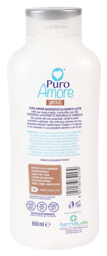 Bagnodoccia Bianco Latte Puro Amore Ml 650 - Foto 2