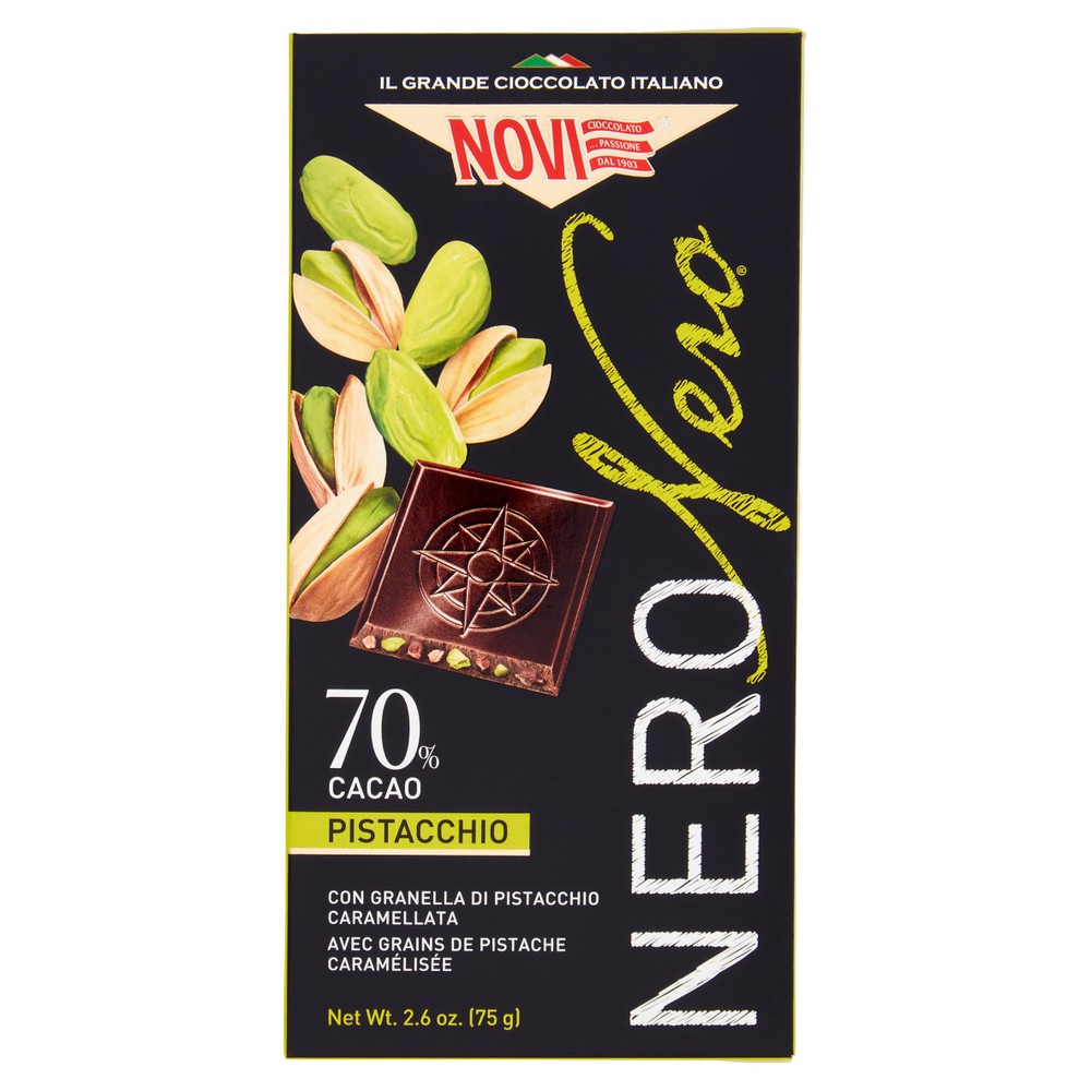 Tavoletta Cioccolato Nero Nero Al Pistacchio Novi