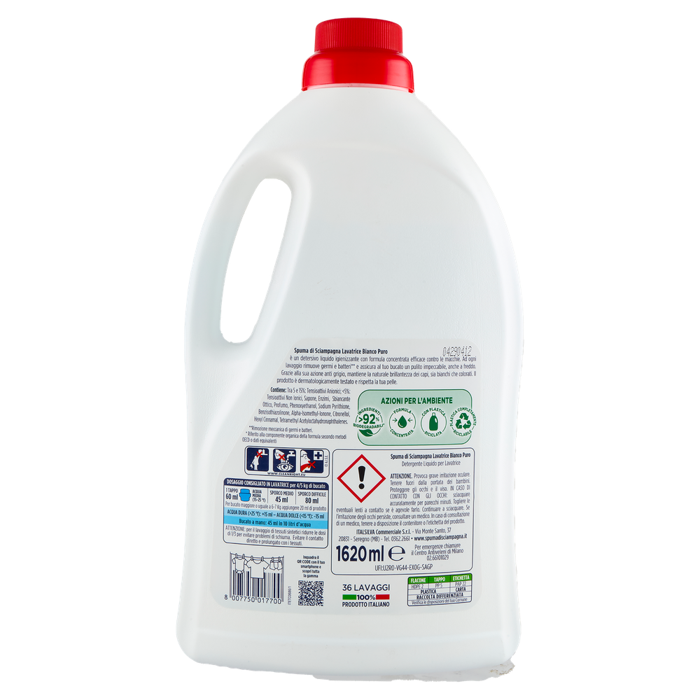 Detersivo Liquido Per Lavatrice Biancopuro Spuma Di Sciampagna - Foto 3
