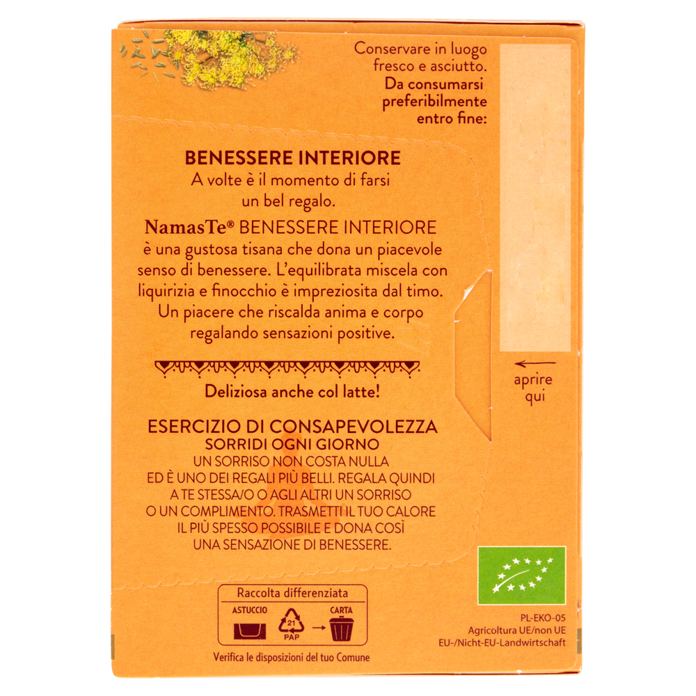 Tisana Ayurvedica Namaste Benessere Interiore Bio 15x1,8g Pompadour - Foto 3