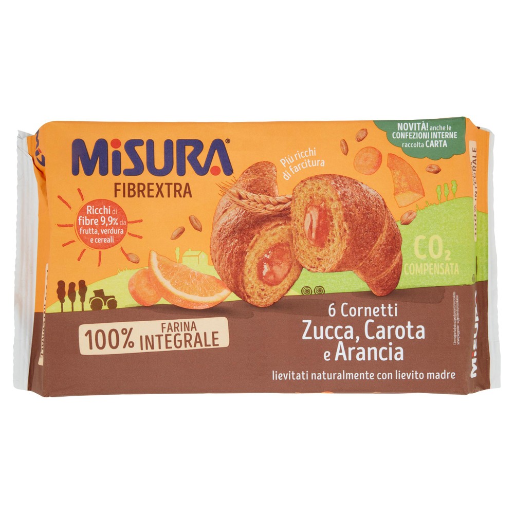 Cornetti Fibrextra Con Ripieno Di Zucca, Carota E Arancia 6x51g Misura - Foto 1