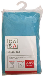 Lenzuolo Jersey Angoli Tinta Unita 1pz 1/2 Cm120x200 Turchese Casa - Foto 1