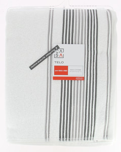 Telo Spugna Bordo Jacquard Cm100x150 Bianco Grigio Casa - Foto 1