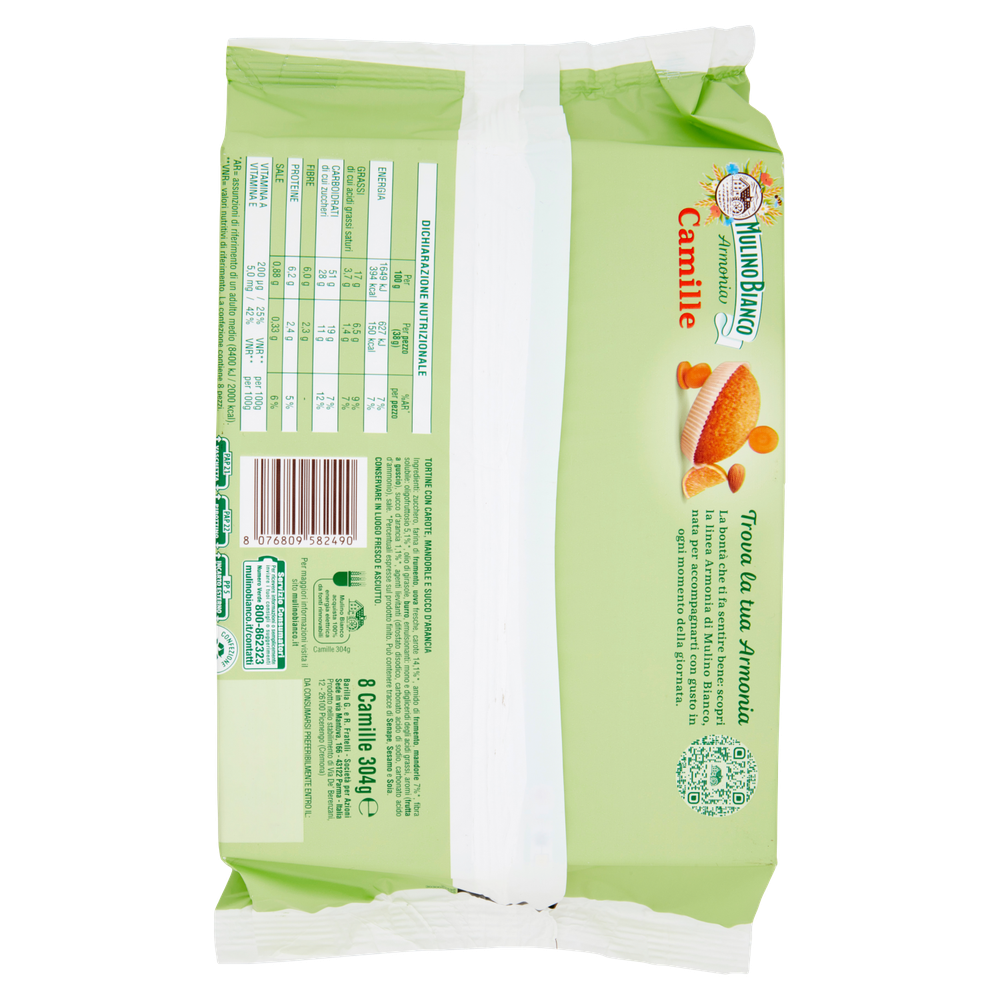 Merendine Camille Alle Carote, Mandorle E Arancia 8x38g Mulino Bianco - Foto 3