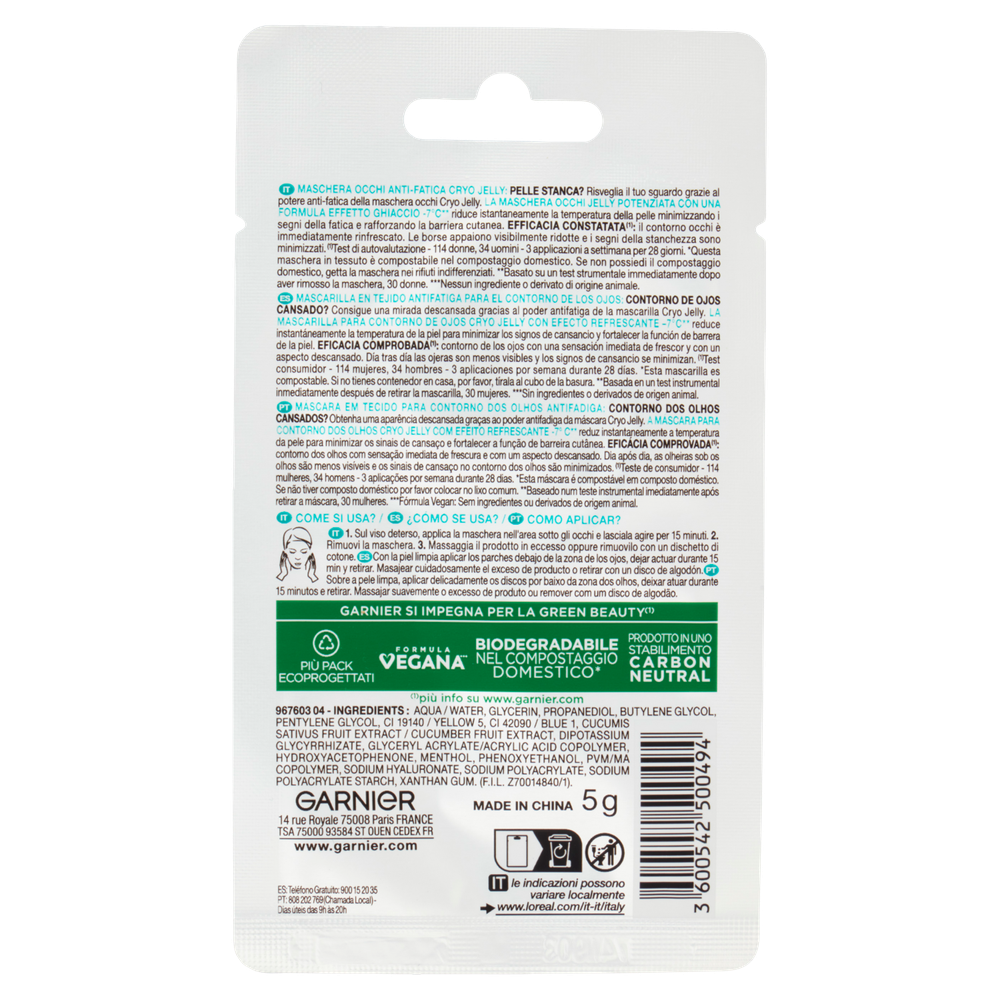 Maschera In Tessuto Occhi Cryo Jelly Skinactive Garnier - Foto 3