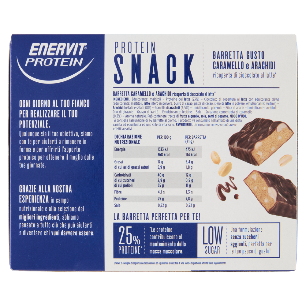Enervit Protein Low Sugar Protein Snack Caramello E Arachidi 8 X 31 G - Foto 3