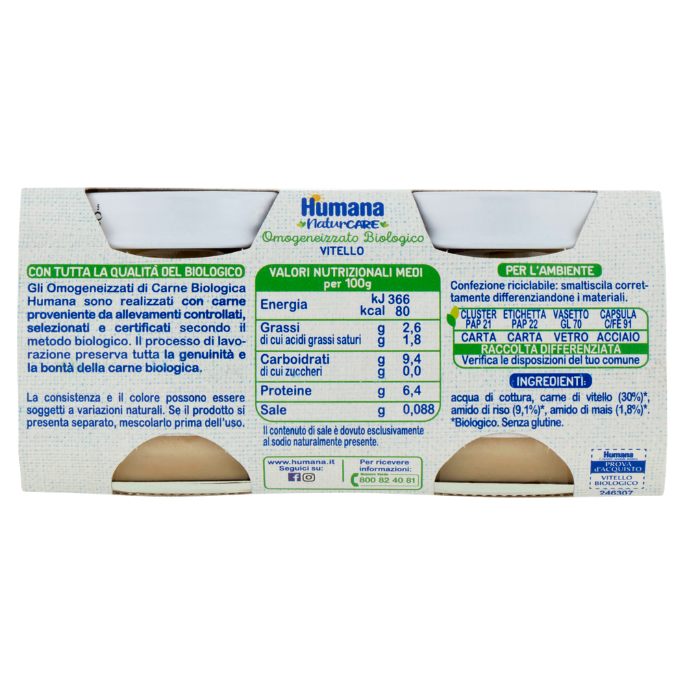 Omogeneizzato Di Vitello Bio Humana Conf. Da 2 - Foto 3