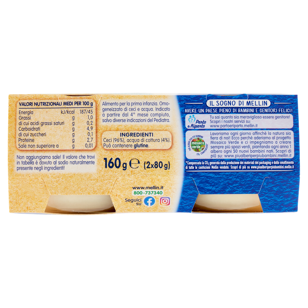 Omogeneizzato Di Ceci Dal 4° Mese 2x80g Mellin - Foto 3