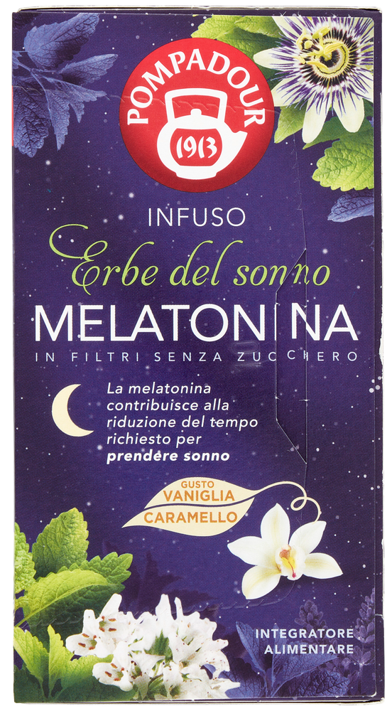 Infuso Erbe Del Sonno Melatonina Vaniglia Caramello 18x2g Pompadour - Foto 3