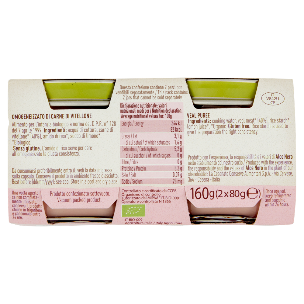 Omogeneizzato Di Vitellone Conf. Da 2 Alce Nero - Foto 3