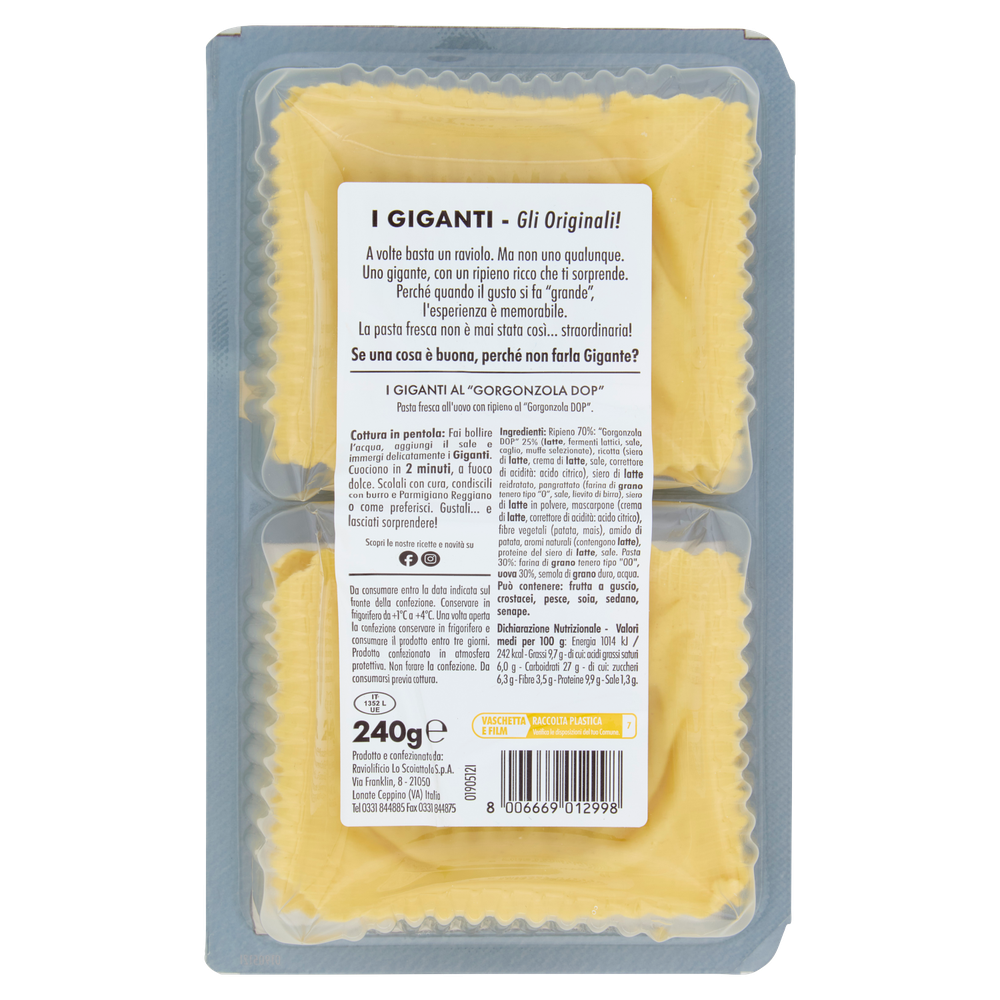 Ravioli Giganti Con Gorgonzola Dop 240g Lo Scoiattolo - Foto 3