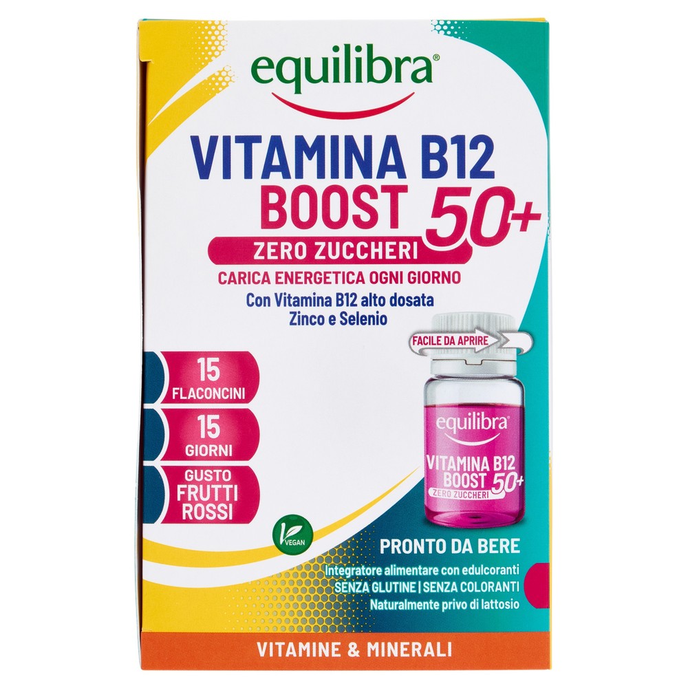 Equilibra Vitamina B12 Boost 50+ Zero Zuccheri 15 Flaconcini - Foto 1