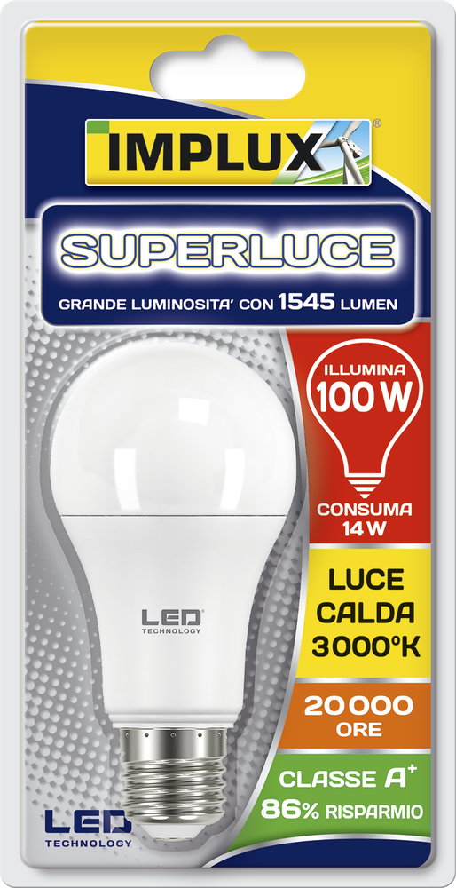 Lampadina Led A Goccia 100w E27 Superluce Luce Calda Implux - Foto 1