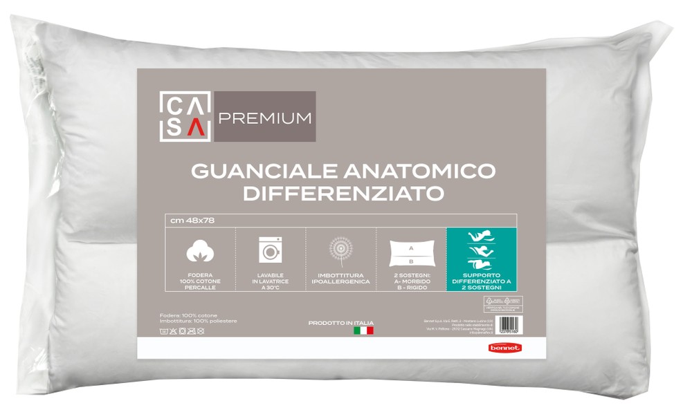 Guanciale Anatomico Differenziato Cm 48x78 Casa Premium - Foto 1