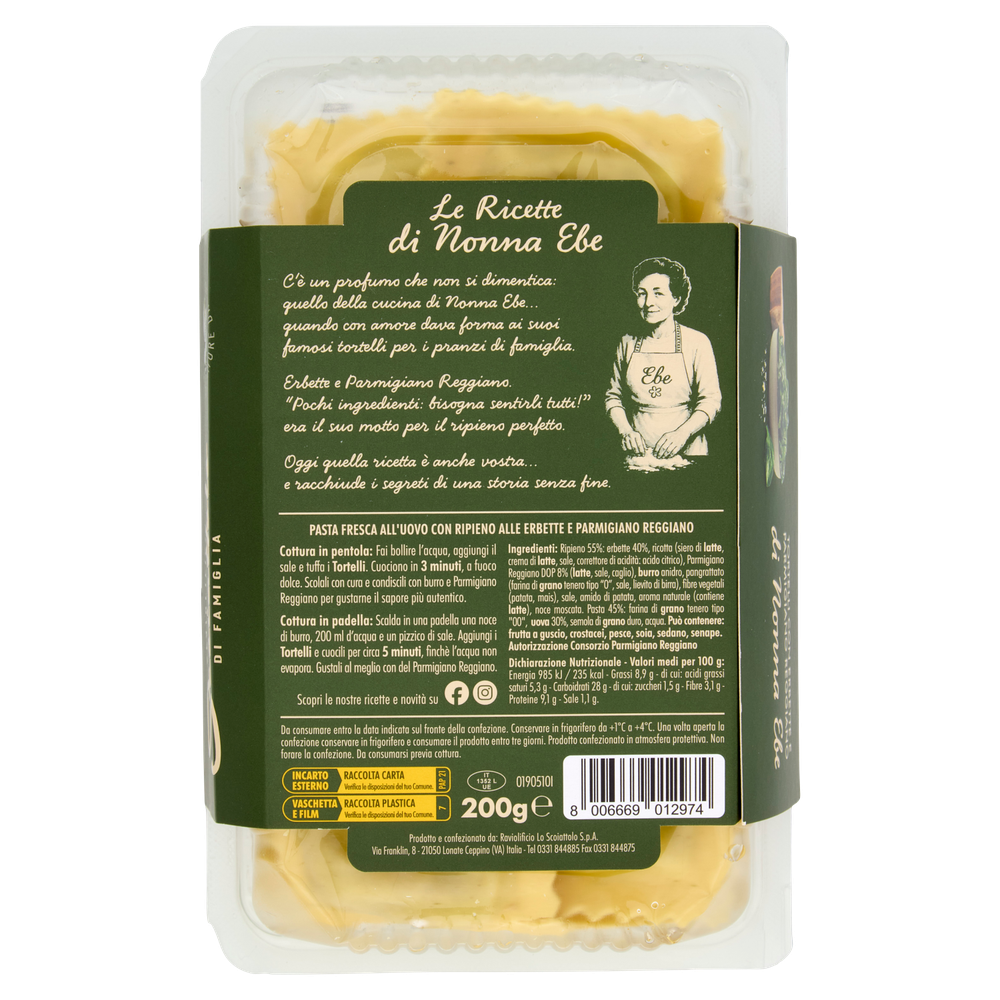 Tortelli Erbette E Parmigiano Nonna Ebe200g Lo Scoiattolo - Foto 3