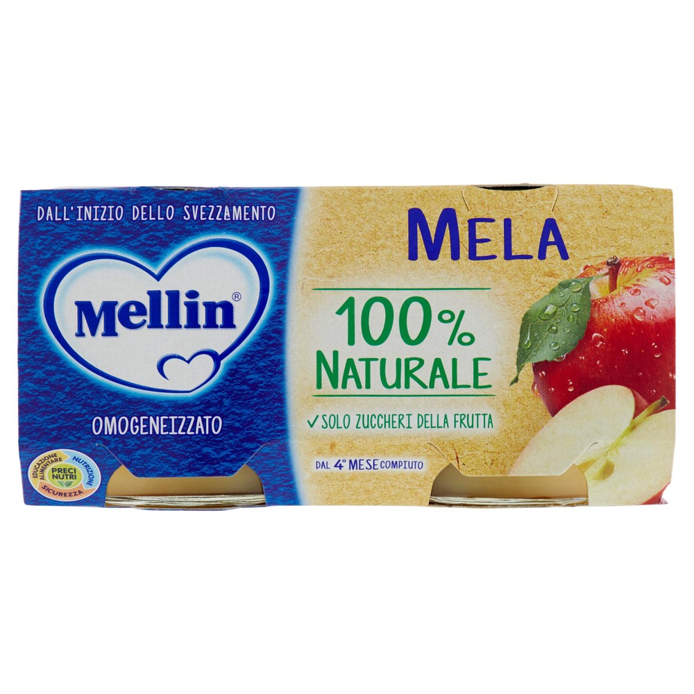 Omogeneizzato Frutta Dal 4° Mese Di Mela 2x100g Mellin - Foto 1