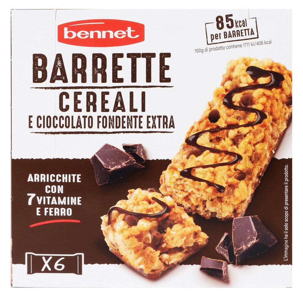 Barrette Slim Flakes Ai Cereali Con Cioccolato Fondente 6pz Bennet - Foto 1