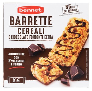 Barrette Slim Flakes Ai Cereali Con Cioccolato Fondente 6pz Bennet - Foto 1
