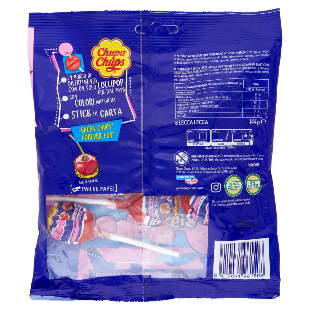 Lecca Lecca Alla Ciliegia Ripieno Chewing Gum Big Babol Chupa Chups - Foto 3