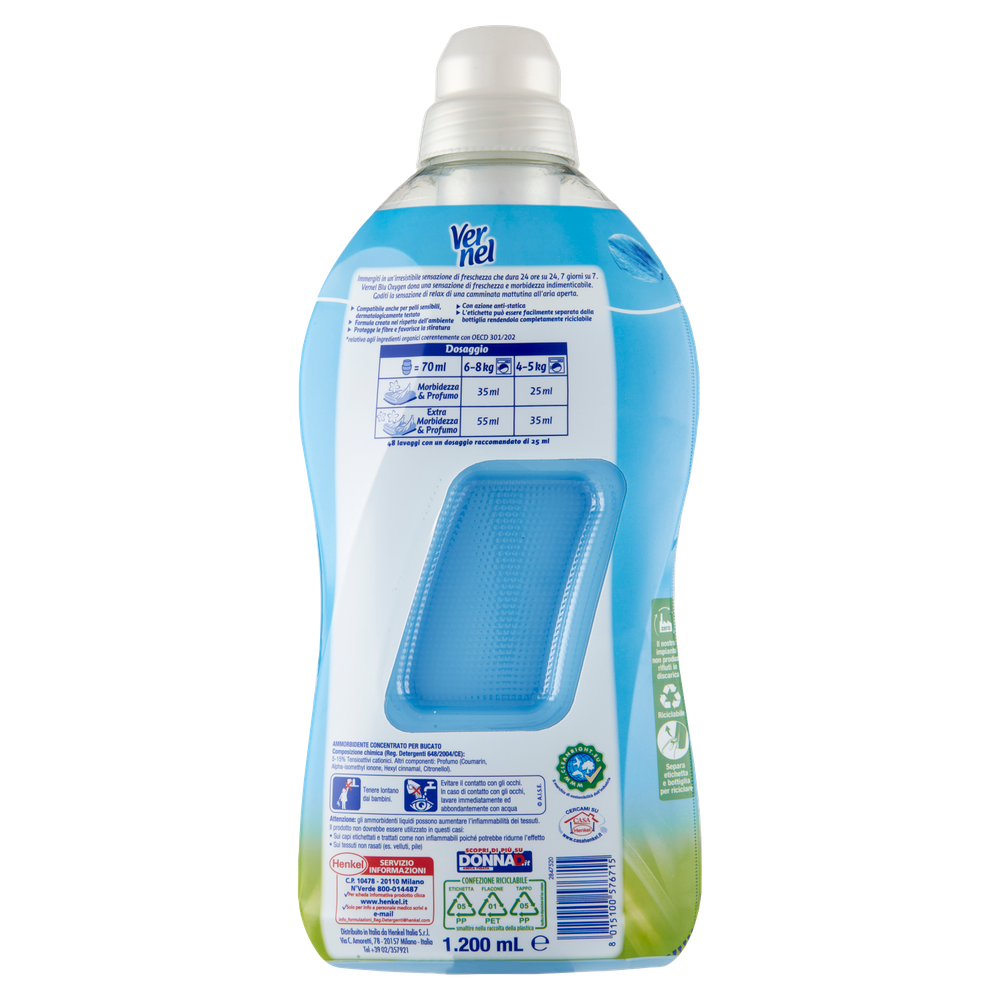 Ammorbidente Concentrato Per Lavatrice Blu Oxygen 48 Lavaggi Vernel - Foto 3