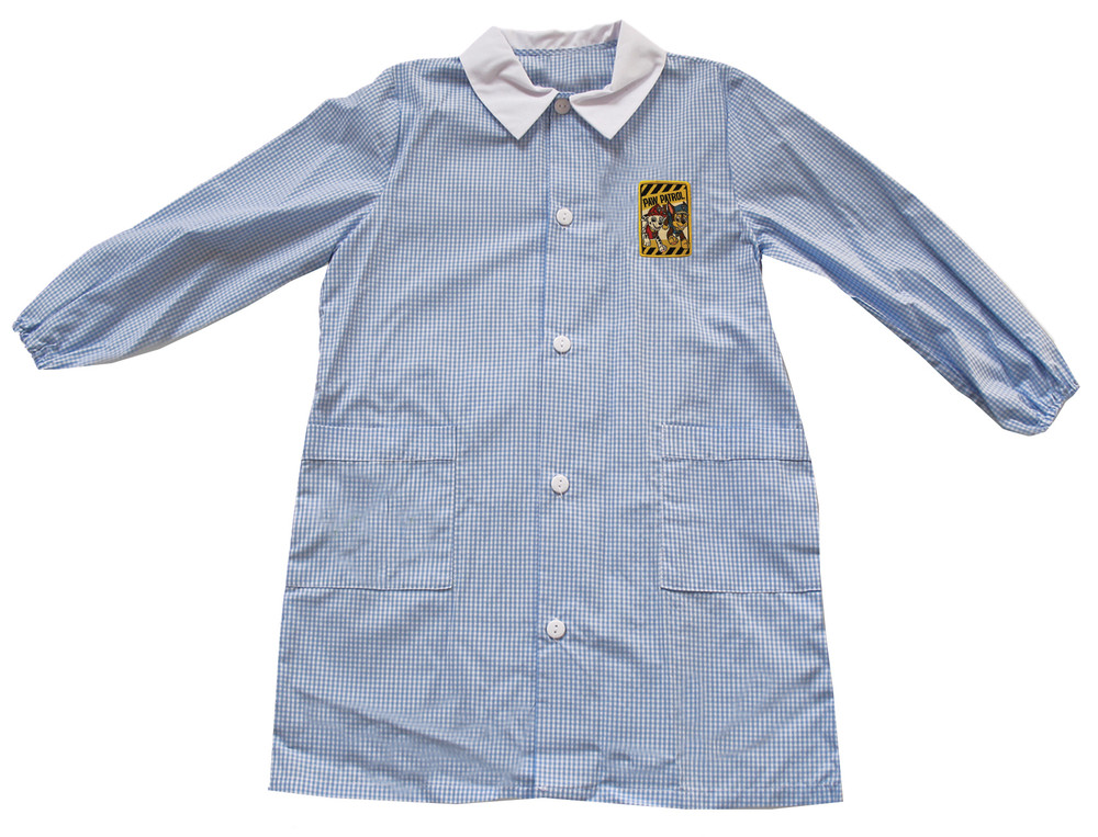 Grembiule Asilo Bambino 4 Anni Vichy Azzurro Ricamo Paw Patrol - Foto 1