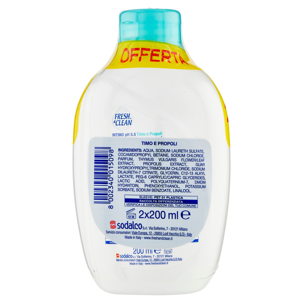 Detergente Intimo Timo E Propoli Fresh&Clean X2 - Foto 3